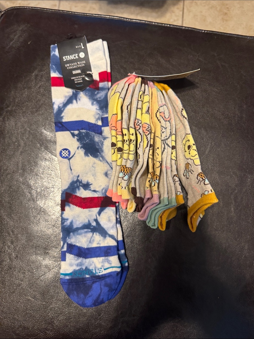 Stance Blue Tie-Dye Crew Sock with Pastel Novelty Ankle Pack